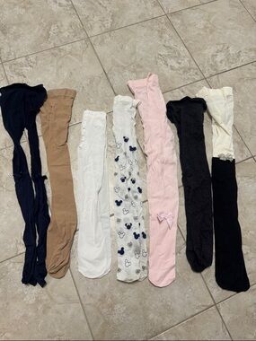 Girls Light Pink Bow Tights - Soft Opaque Kids Hosiery